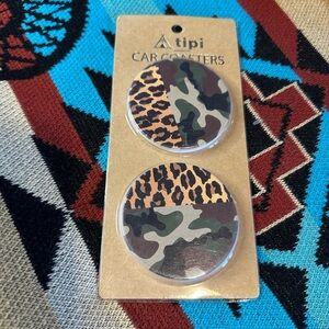 Tipi Camo and Leopard Car Coasters